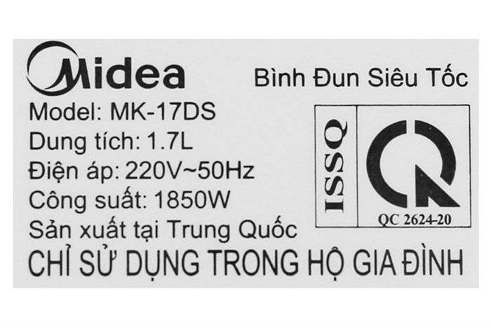 Ấm đun siêu tốc Midea 1.7 lít MK-17DS 10