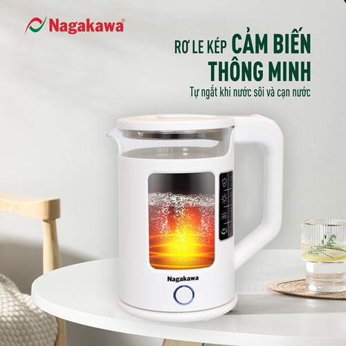 Ấm siêu tốc thủy tinh 1.7L Nagakawa NAG0318 2