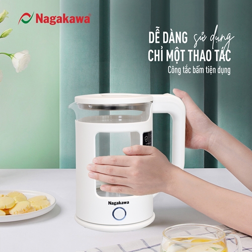 Ấm siêu tốc thủy tinh 1.7L Nagakawa NAG0318 1