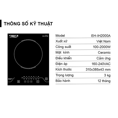 Bếp từ đơn Chef's EH-IH2000A 4