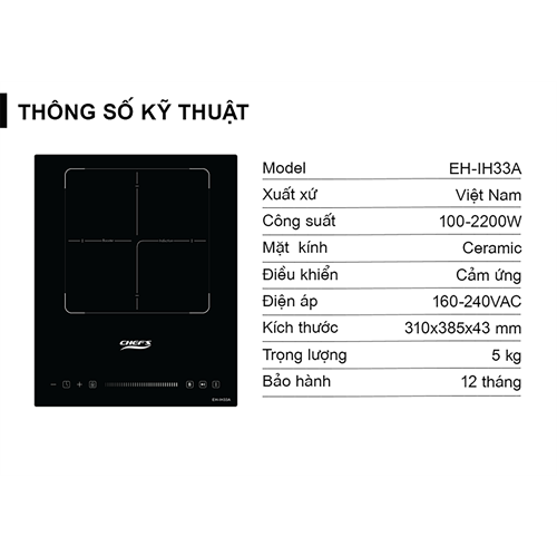 Bếp từ đơn Chef's EH-IH33A 4