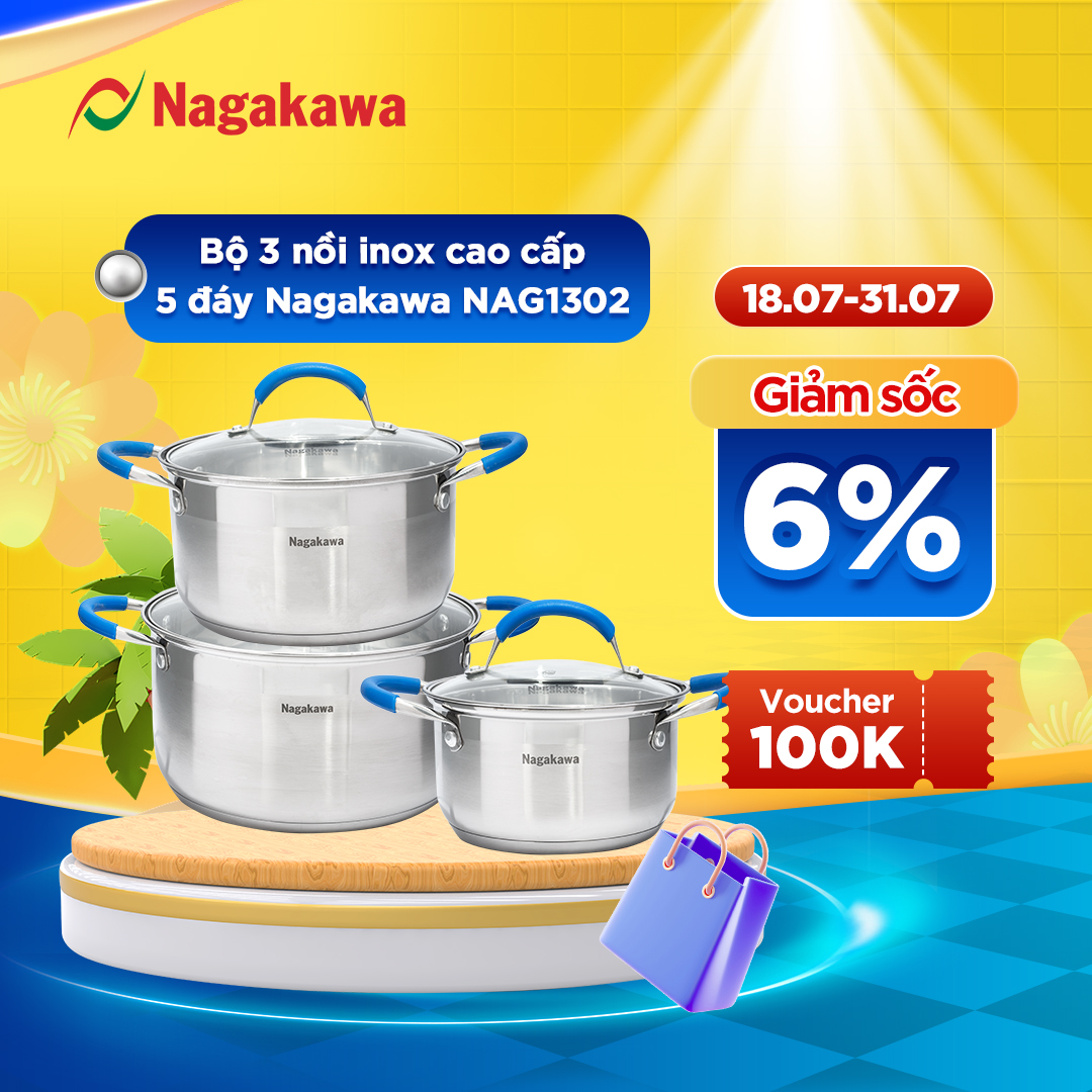 Bộ nồi inox Nagakawa NAG1302 6