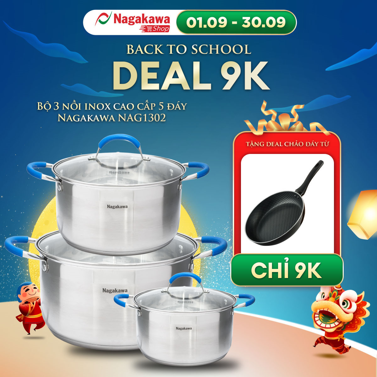 Bộ nồi inox Nagakawa NAG1302 15