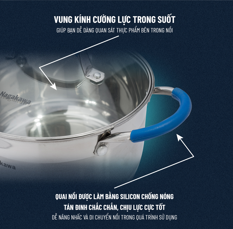 Bộ nồi inox Nagakawa NAG1302 5
