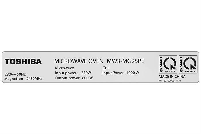 Lò vi sóng có nướng Toshiba MW3-MG25PE(BK) 25 lít 7