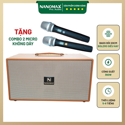 Loa Karaoke Xách Tay Nanomax K-30 Bass 20cm x2 360w