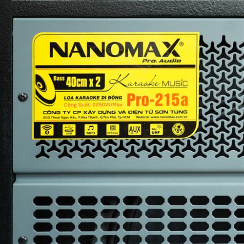 Loa Kéo Bình & Điện Nanomax Pro-215A Bass Đôi 40cm 2250w 11