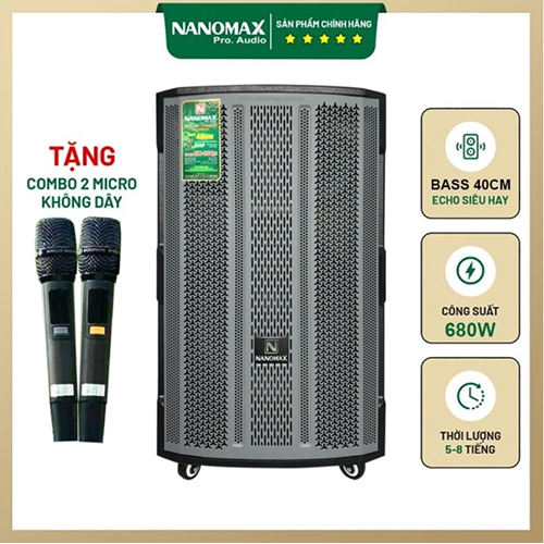 Loa Kéo Nanomax SK-15Q5 Bass 40cm Công Suất 680w kèm 2 mirco