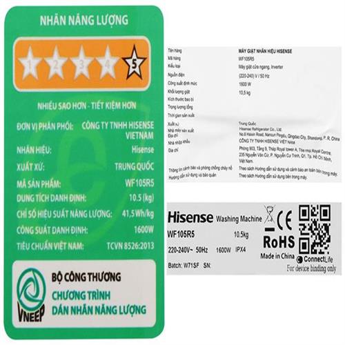 Máy giặt Hisense Roman Holiday Inverter 10.5 kg WF105R5 8