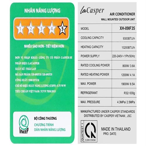 Máy lạnh 2 chiều Casper Inverter 1 HP XH-09IF35 5