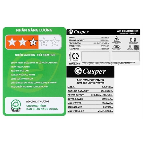 Máy lạnh Casper Inverter 1.5 HP GC-12IB36 1