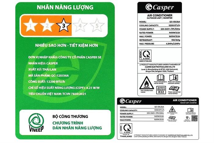Máy lạnh Casper Inverter 1.5 HP QC-12IU36A 6