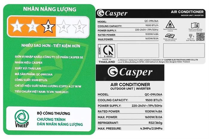 Máy lạnh Casper Inverter 1 HP QC-09IU36A 5