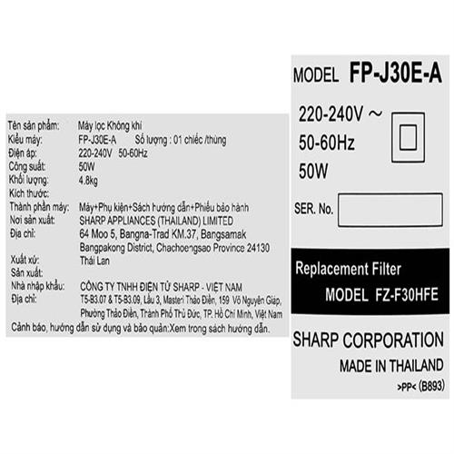 Máy lọc không khí Sharp FP-J30E-A 50W 9