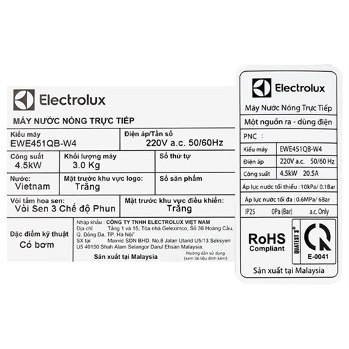 Máy nước nóng trực tiếp Electrolux 4500W EWE451QB-W4 6