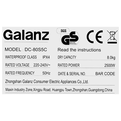 Máy sấy ngưng tụ Galanz 8 Kg DC-80S5C 7