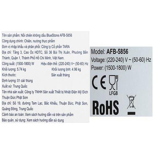 Nồi chiên không dầu BlueStone AFB-5856 7 lít 11