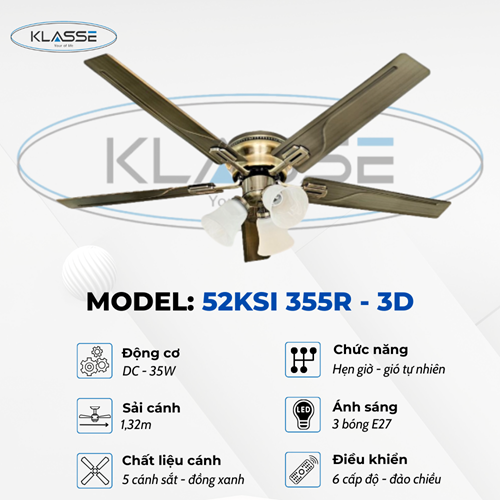 Quạt chùm đèn Klasse 52KSI 355R – 3D 0