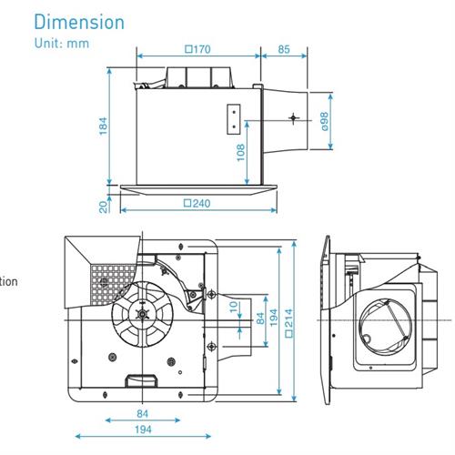 Quạt hút âm trần nối ống gió FV-17CU8 / FV-17CU9 Panasonic 1