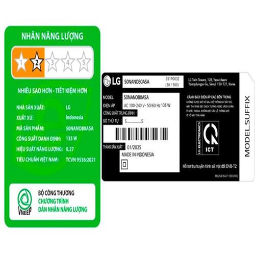 Smart Tivi NanoCell LG AI 4K 50 inch 50NANO80ASA 8
