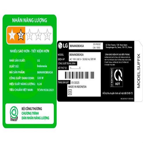 Smart Tivi NanoCell LG AI 4K 86 inch 86NANO80ASA 8