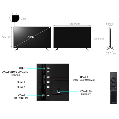 Smart Tivi Samsung 4K 55 inch 55AU7700 UHD 5