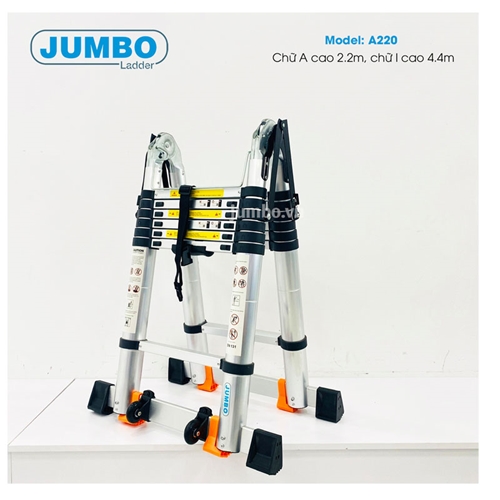 Thang nhôm rút gọn chữ A cao cấp Jumbo A220B 0