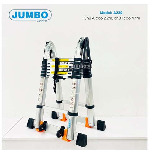 Thang nhôm rút gọn chữ A cao cấp Jumbo A250B 0