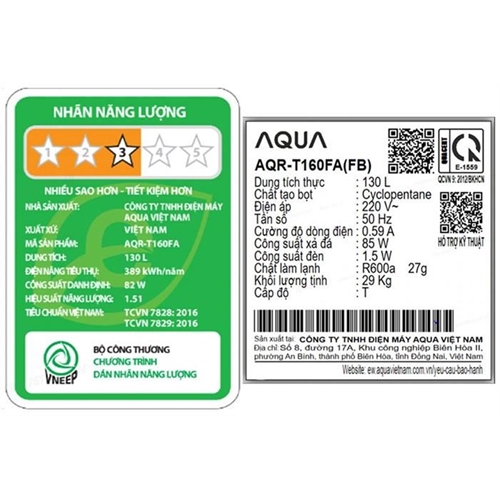 Tủ lạnh Aqua 130 lít AQR-T160FA(BS) 4