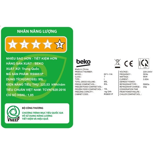 Tủ lạnh Beko 93 lít RS9051P 5